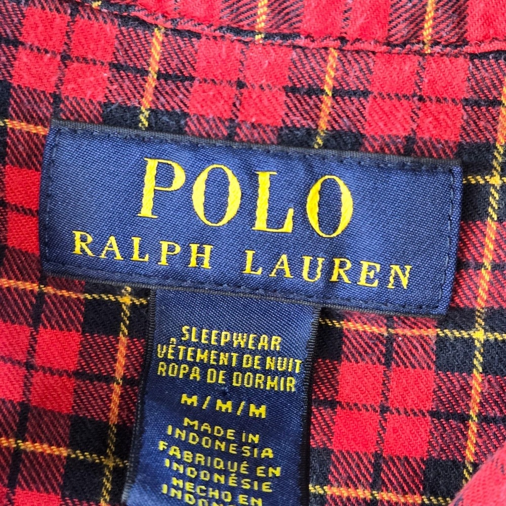 Polo Ralph Lauren Pajama Set Mens M Red Plaid Flannel 2 Piece Sleepwear - Picture 11 of 16